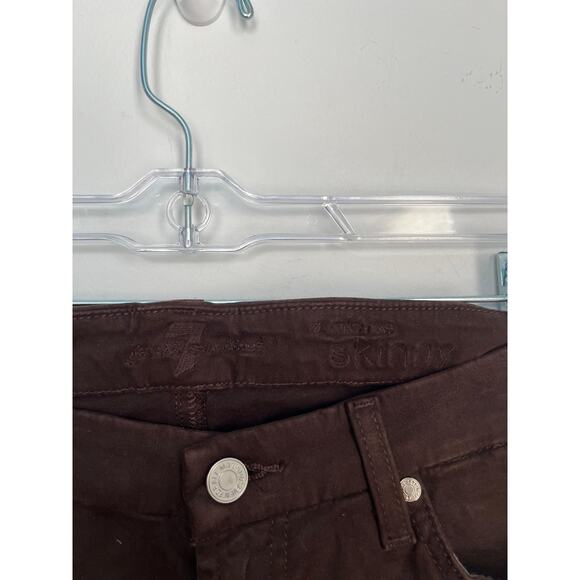 7 For All Mankind Skinny Pants Women 30 Dark Brown Velvet Stretch NWT - Picture 5 of 10